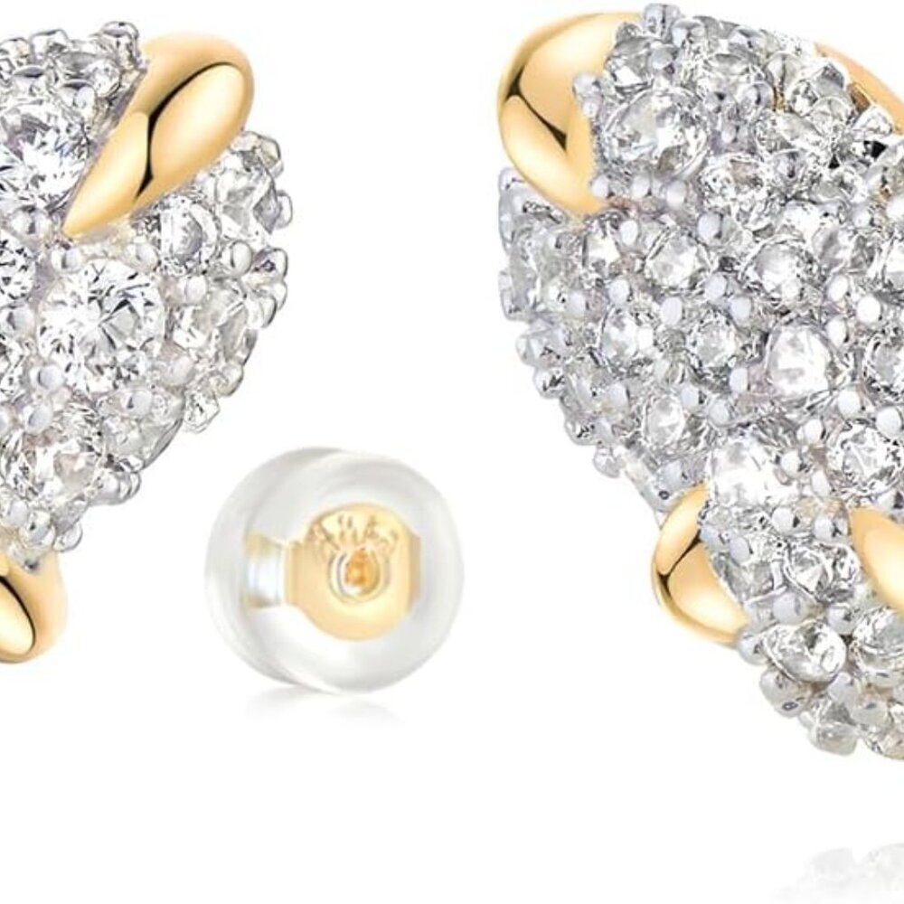 Women Stud Earrings Gold Cluster Cubic Zirconia 14K Gold Plated Small Simple Hyp